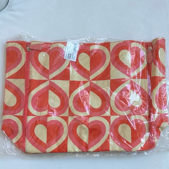 DSW pink and orange heart tote bag - Picture 4 of 6